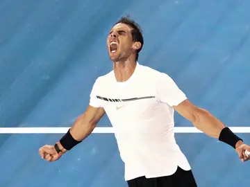 Rafa Nadal festeja el triunfo en Melbourne Rafa Nadal festeja el triunfo en Melbourne