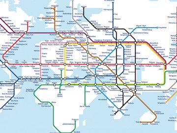 Plano de metro mundial imaginado por Mark Ovenden