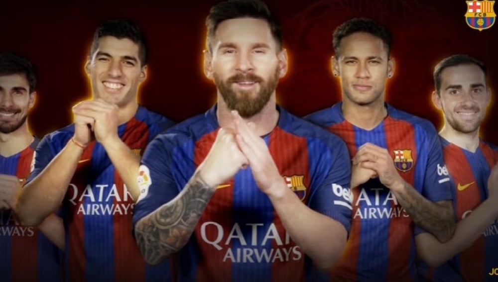 Los jugadores del Barça felicitan el año nuevo chino