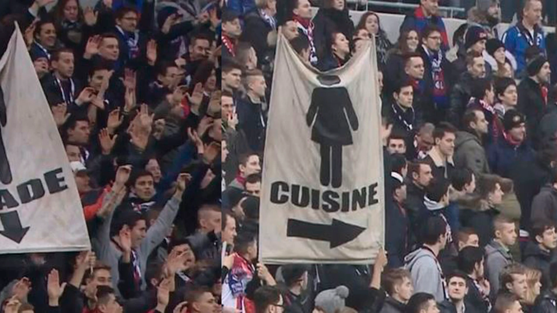 Pancartas machistas en el estadio del Lyon Pancartas machistas en el estadio del Lyon