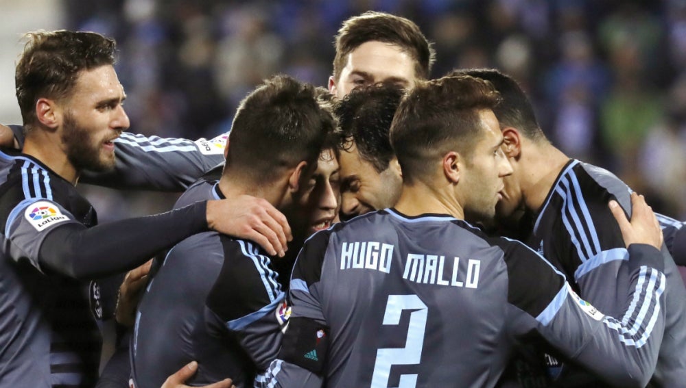 El Celta celebra un gol