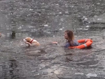 Una joven se lanza a rescatar a su perro