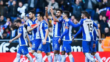 El Espanyol celebra un gol