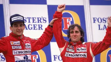 Prost y Senna tras terminar una carrera de F1 Prost y Senna tras terminar una carrera de F1