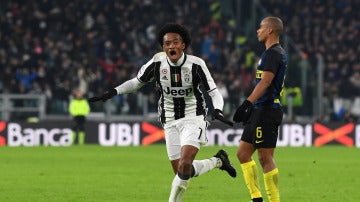 Cuadrado celebra el gol de la victoria ante el Inter