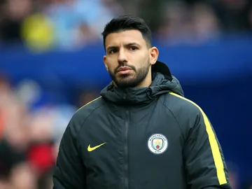 Agüero, con el chándal de suplente Agüero, con el chándal de suplente