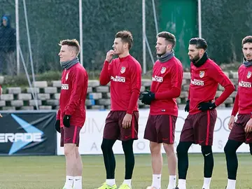 Lucas Hernández, en el entrenamiento del Atlético de Madrid Lucas Hernández, en el entrenamiento del Atlético de Madrid