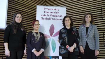 Arianne Hernández, Ana Buñuel, Ascensión Iglesias y Amapola Blasco durante la inauguración de las VI Jornadas Internacionales contra la Mutilación Genital Femenina
