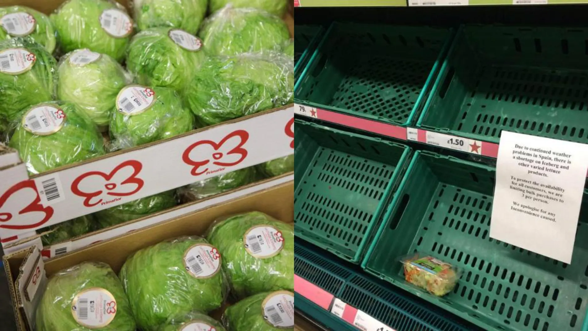 Supermercado español frente a uno brtiánico Supermercado español frente a uno brtiánico