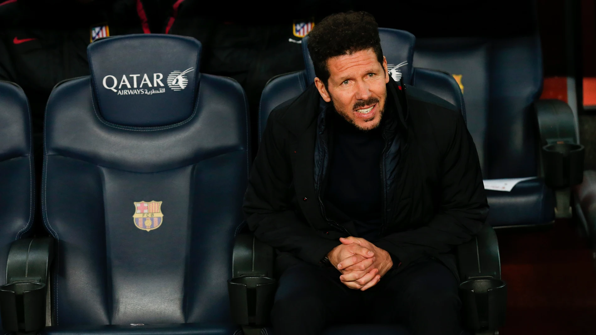 Simeone, durante el partido contra el Barcelona Simeone, durante el partido contra el Barcelona