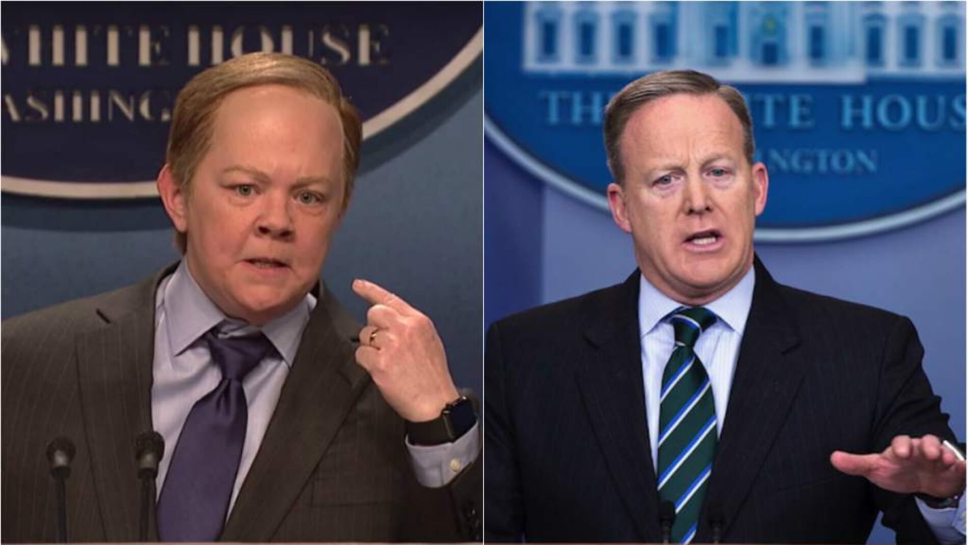 Melissa McCarthy y Sean Spicer