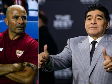Sampaoli y Diego Armando Maradona
