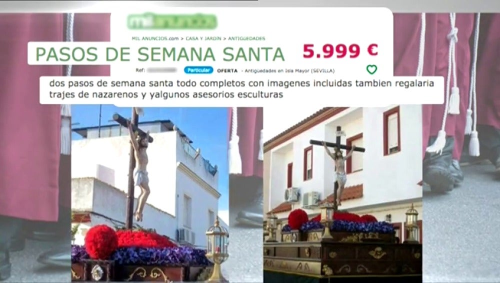 Frame 8.515151 de: Se ponen a la venta  en Internet dos pasos de Semana Santa y un lote de trajes de nazareno