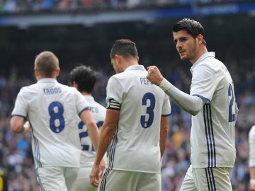 Morata celebra un gol con el Real Madrid
