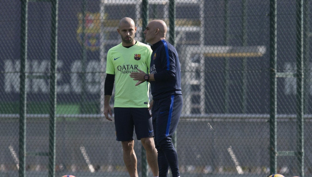 Mascherano en el entrenamiento