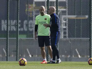Mascherano en el entrenamiento Mascherano en el entrenamiento
