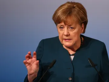 Angela Merkel durante su discurso Angela Merkel durante su discurso