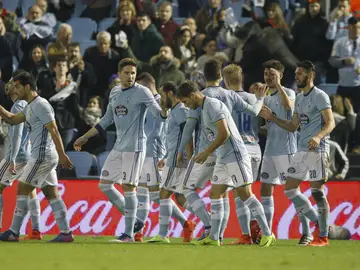 El Celta celebrando uno de los goles El Celta celebrando uno de los goles