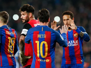 Leo Messi celebra uno de sus dos goles ante el Leganés Leo Messi celebra uno de sus dos goles ante el Leganés