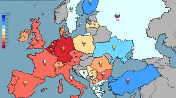 Mapa países europeos que irían a la guerra