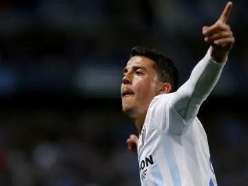 Fornals celebra un gol con el Málaga Fornals celebra un gol con el Málaga