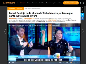 Noticia web de Isabel Pantoja en 'El Hormiguero 3.0' Noticia web de Isabel Pantoja en 'El Hormiguero 3.0'