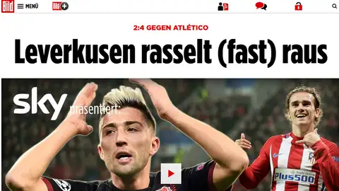 La portada de Bild tras la victoria del Atlético de Madrid La portada de Bild tras la victoria del Atlético de Madrid