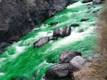 El río teñido de verde