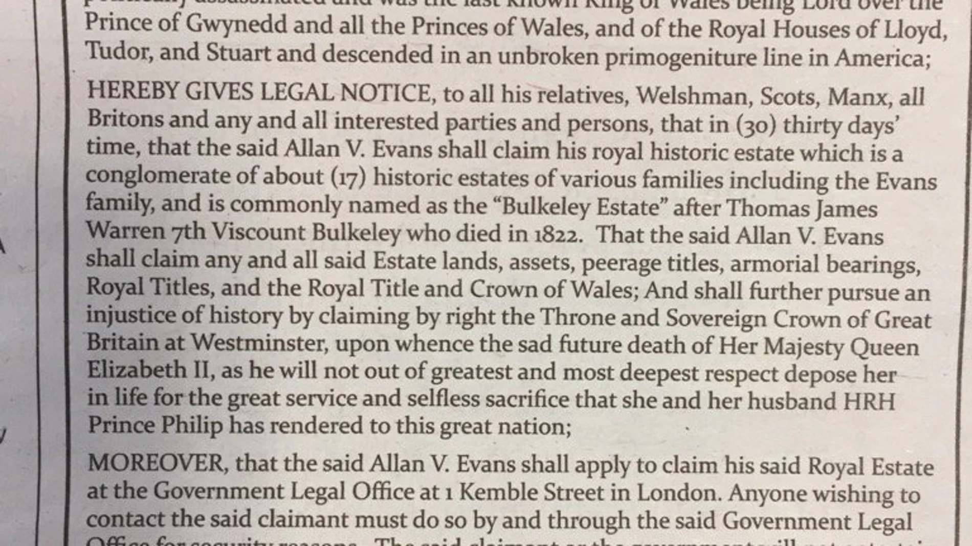 Reclama ser el rey legítimo de Inglaterra Reclama ser el rey legítimo de Inglaterra