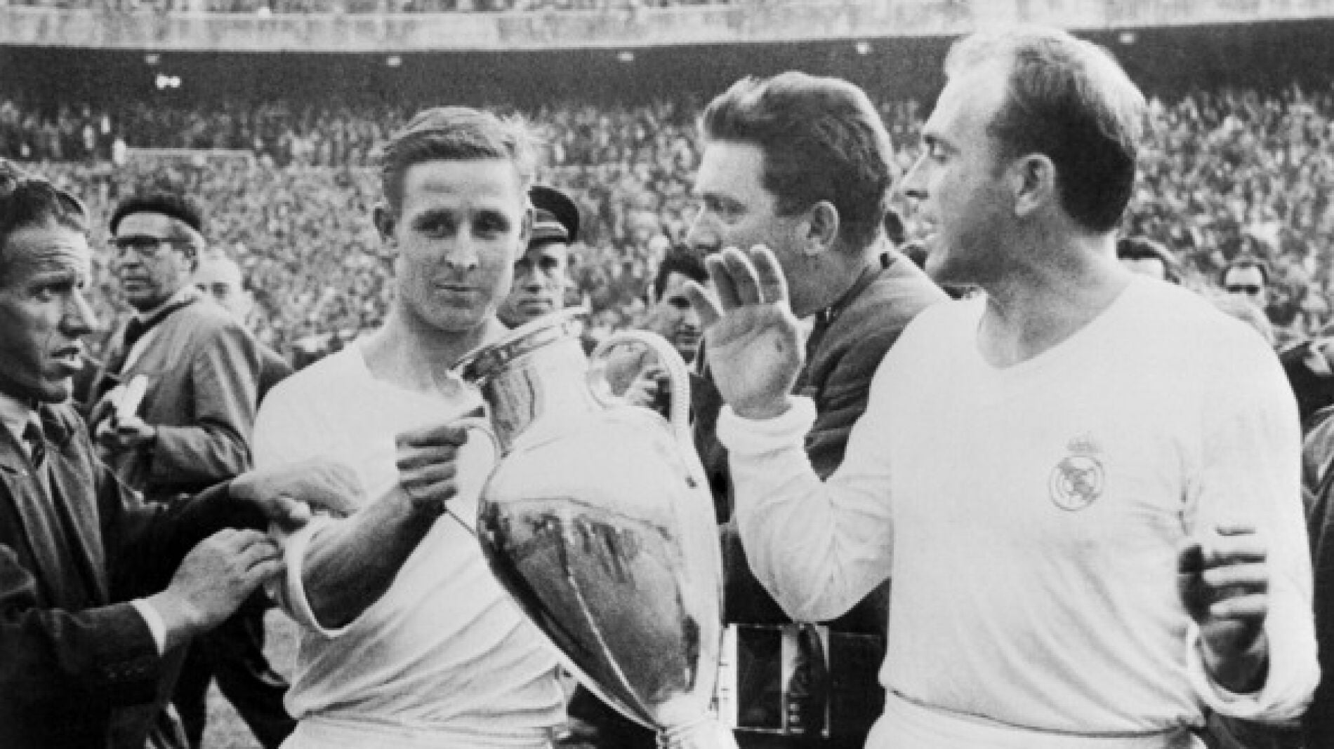 Kopa, junto a Di St&eacute;fano en el Bernab&eacute;u en 1957