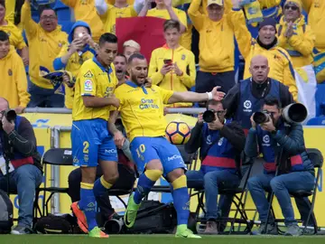 Jesé celebra un gol con Las Palmas Jesé celebra un gol con Las Palmas