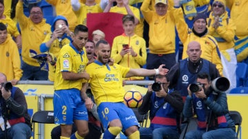 Jesé celebra un gol con Las Palmas