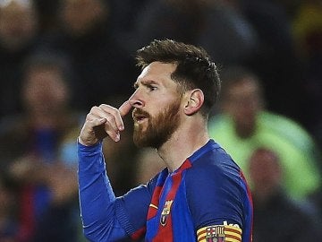 Leo Messi celebrando uno de sus goles