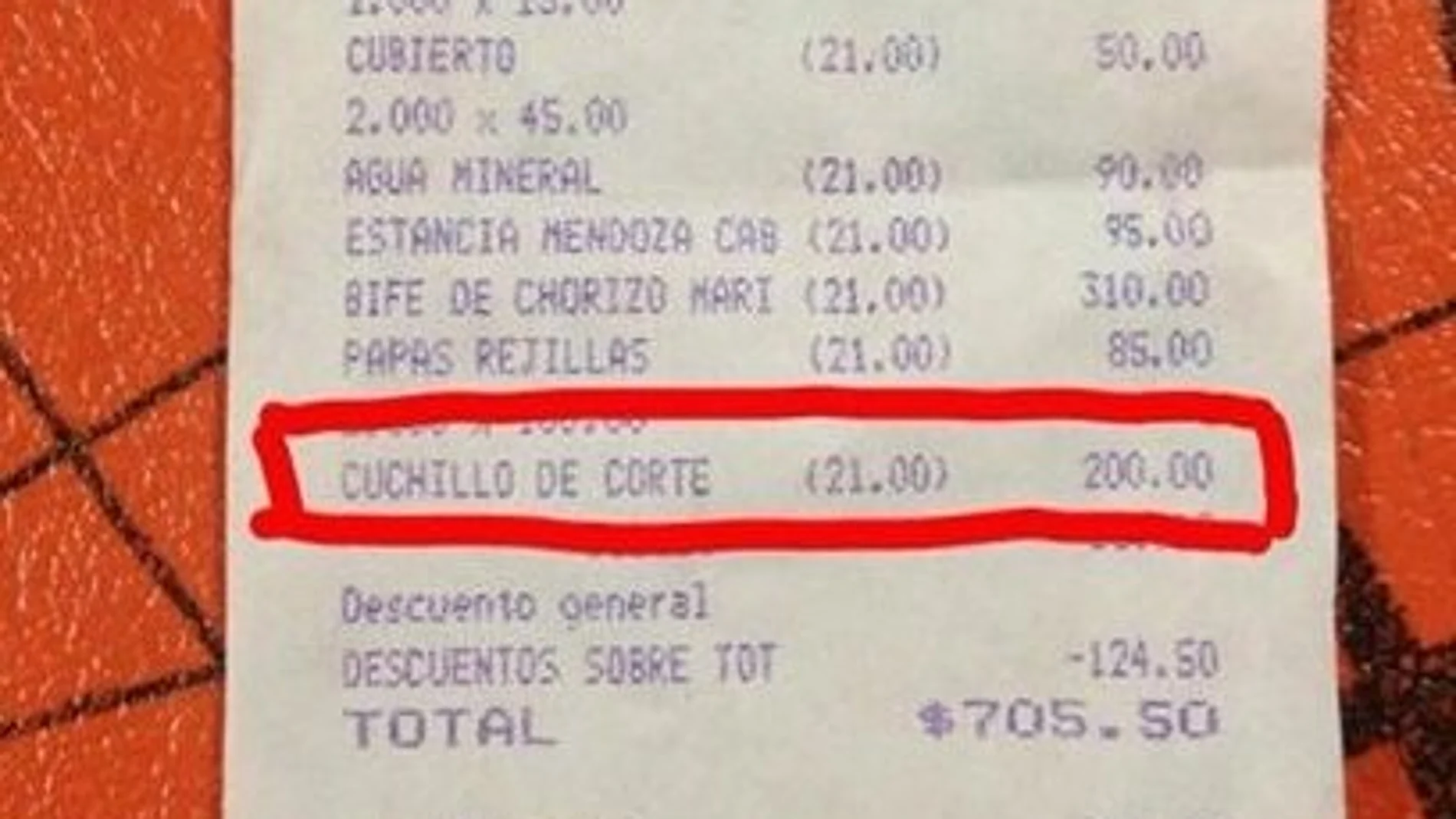 La factura del restaurante La factura del restaurante