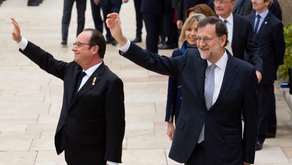 Los presidentes de los Gobiernos de España, Mariano Rajoy, y Francia, François Hollande 