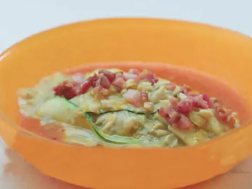 Lasaña de calabacín con lentejas y pescado Lasaña de calabacín con lentejas y pescado