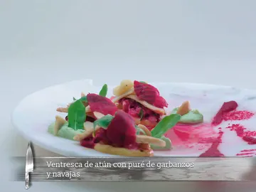 Ventresca de atún con puré de garbanzos y navajas Ventresca de atún con puré de garbanzos y navajas