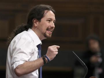 El secretario general de Podemos, Pablo Iglesias, en el Congreso
