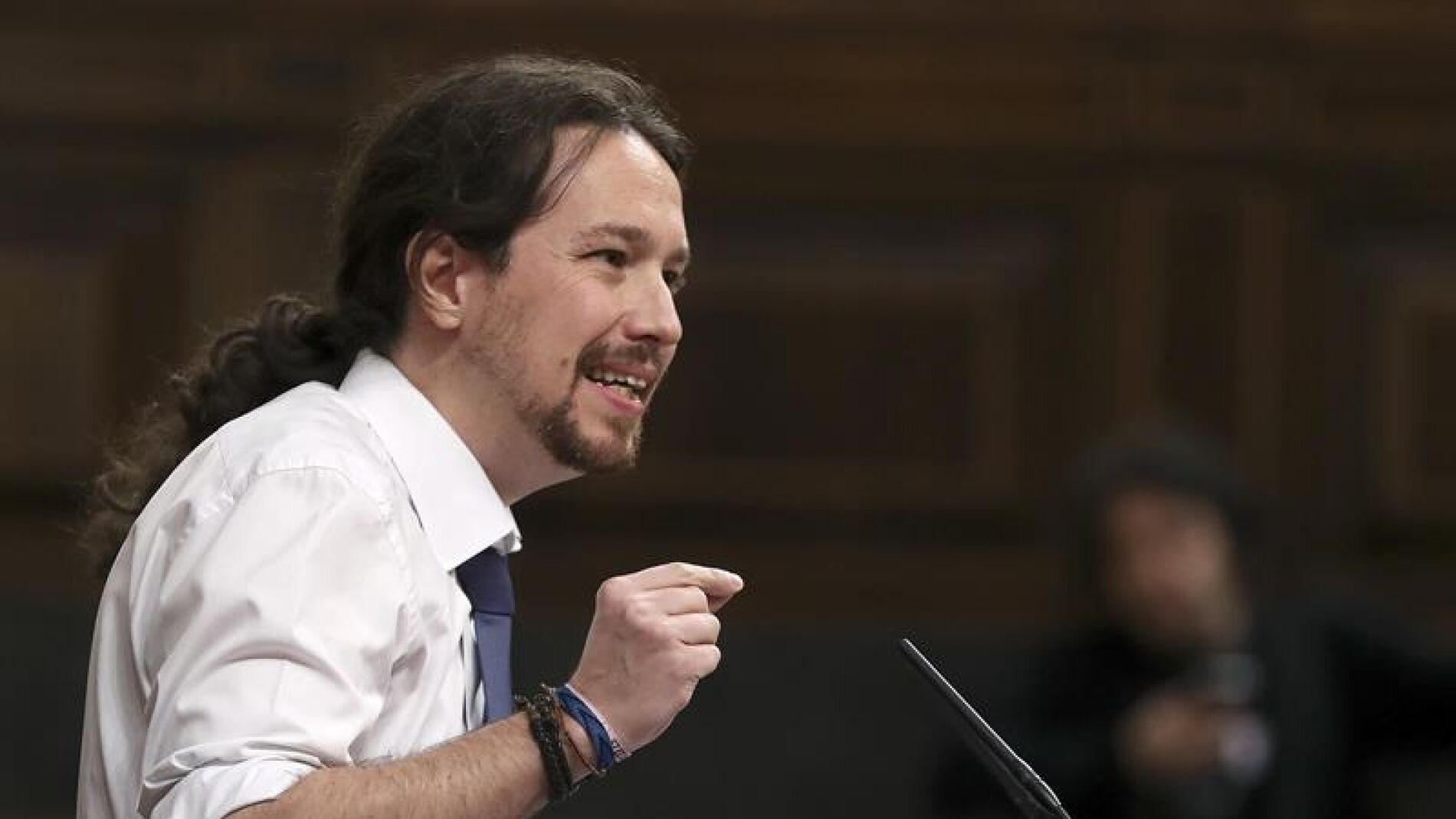 El secretario general de Podemos, Pablo Iglesias, en el Congreso