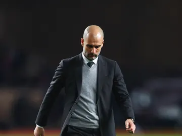 Pep Guardiola, durante el Mónaco-City Pep Guardiola, durante el Mónaco-City