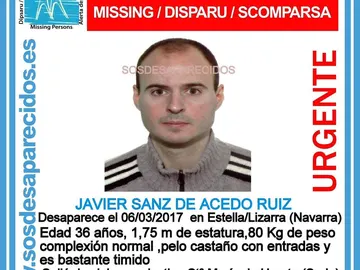 Joven de 36 años desaparecido en Estella (Navarra) Joven de 36 años desaparecido en Estella (Navarra)