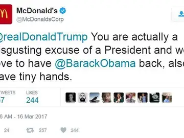 Tuit de McDonald's contra Trump Tuit de McDonald's contra Trump