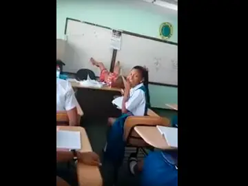 La profesora durante su explicación sobre el parto La profesora durante su explicación sobre el parto