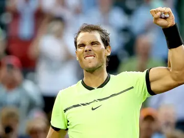 Nadal celebra el triunfo sobre Dudi Sela Nadal celebra el triunfo sobre Dudi Sela