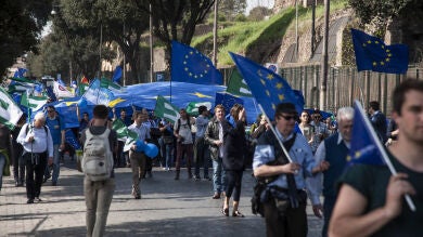 La división de opiniones sobre el futuro de Europa, más evidente que nunca en las calles de Roma