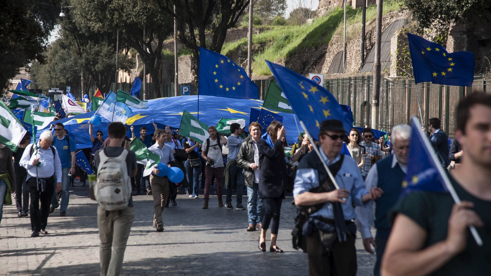Manifestaci&oacute;n proeuropea en Roma