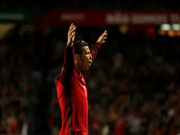 Cristiano celebra un gol con Portugal Cristiano celebra un gol con Portugal