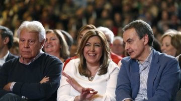 Susana Díaz, con Felipe González y José Luis Rodríguez Zapatero