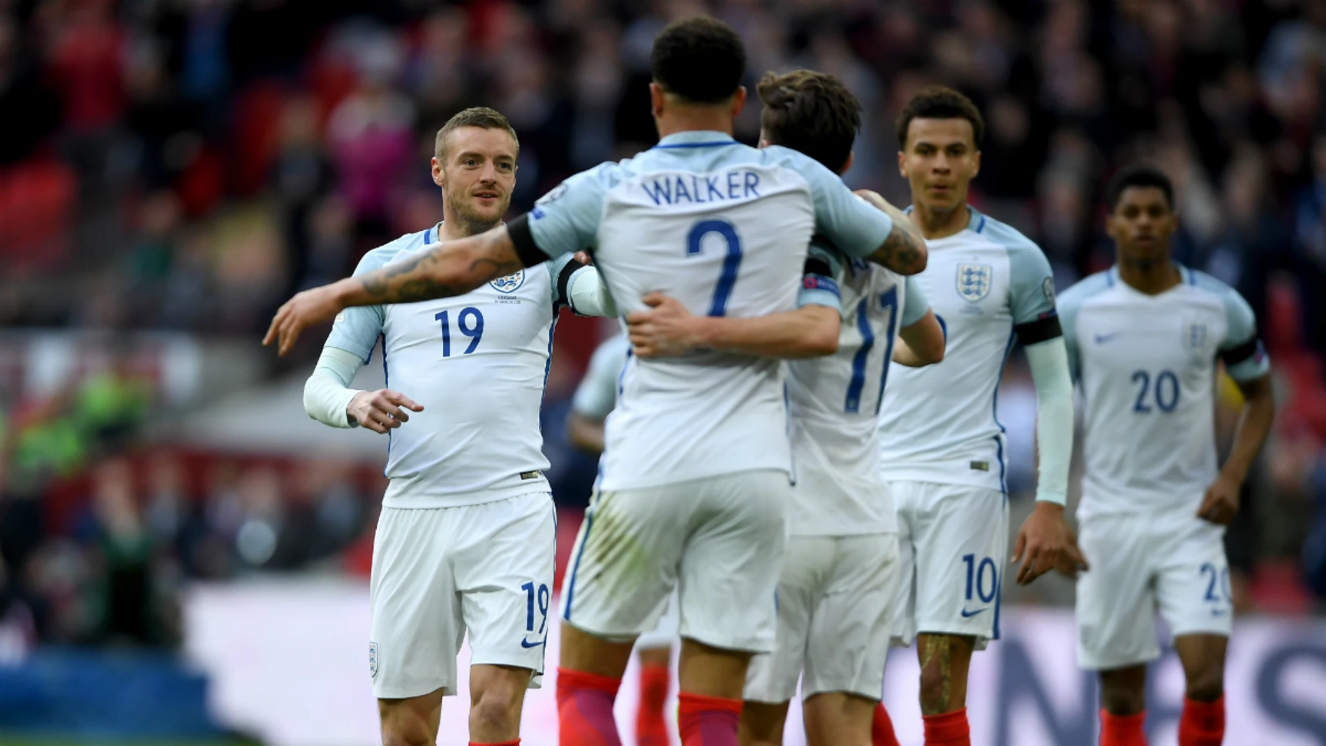 Inglaterra celebra un gol de Vardy Inglaterra celebra un gol de Vardy