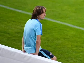 Modric, en un entrenamiento con Croacia Modric, en un entrenamiento con Croacia